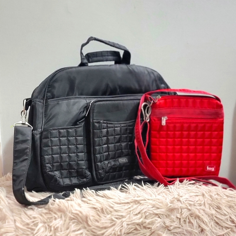 LUG Bundle Large Black Tuktuk and Red Cross Body Bag